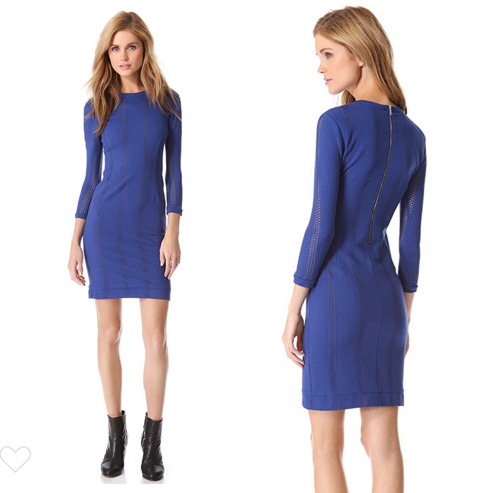 Rag & Bone Elsa Pointelle Knit Dress Blue Size 8